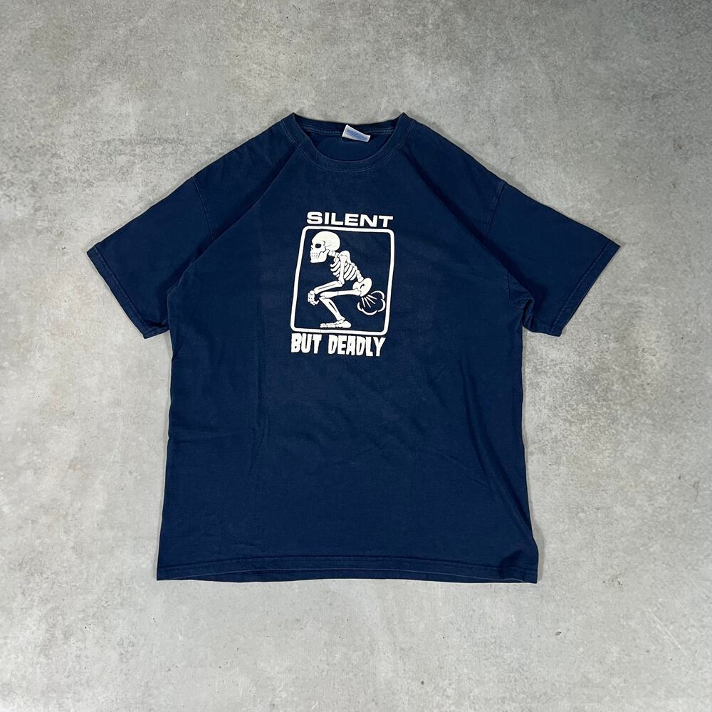 Silent But Deadly Men's Size Size Large Blue T-Shirt Vintage Graphic Tee